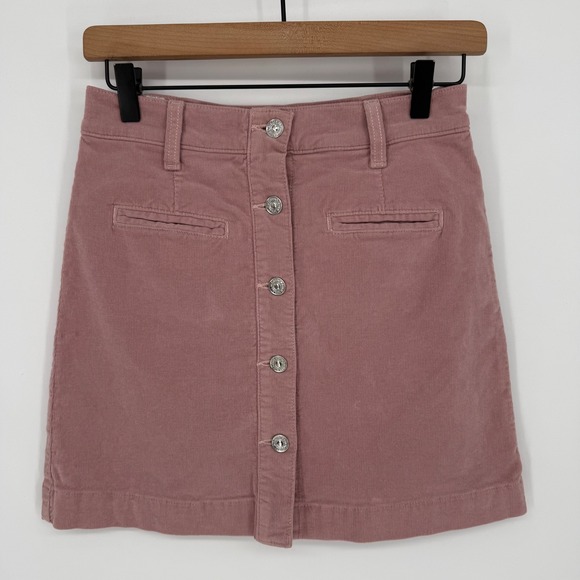 7 For All Mankind Dresses & Skirts - 7 FOR ALL MANKIND MAUVE PINK BUTTON DOWN‎ CORDUROY MINI SKIRT SZ 25 NWT